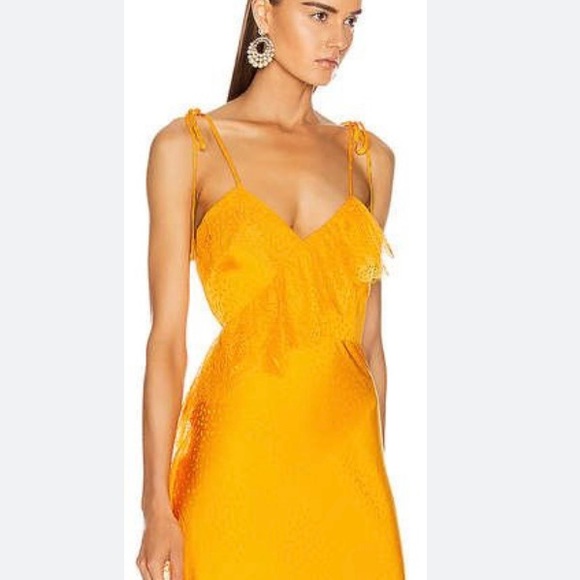 Self Portrait Frilled Jacquard Satin Ruffle Dress - Picture 4 of 11